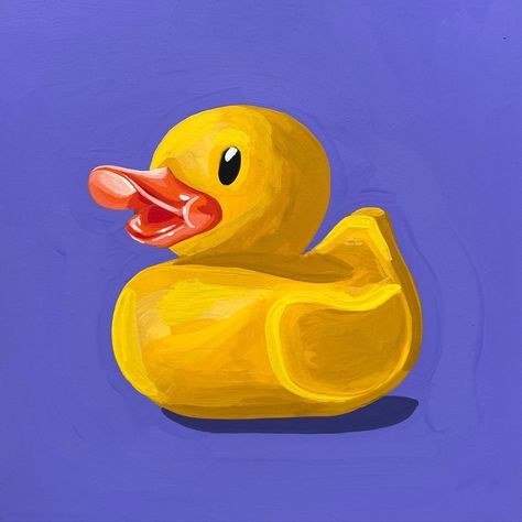 Follow @rachelpatrickart on Instagram for more art :) Yellow Duck Painting, Rubber Duck Painting Ideas, Rubber Ducky Painting, Rubber Duck Aesthetic, Rubber Duck Painting, Rubber Duck Art, Gouache Studies, Rubber Duck Drawing, Duck Drawing