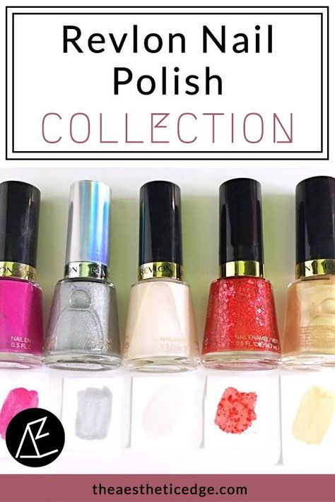 My entire Revlon nail polish collection is on display for you, complete with swatches, shade names, and color descriptions. These drugstore gems are so pleasing to the eye, and fun to wear! #revlon #revlonnailpolish #revlonnailpolishcolors #revlonnailpolishswatches #revlonnailpolishcolorsshades Nail Color Swatches, Revlon Nail Polish, Nail Polish Brush, Revlon Color, Color Descriptions, Nail Polish Swatches, Red Jelly, Nail Care Routine, July Nails