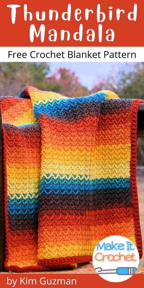 Thunderbird Mandala Blanket Mandala Blanket, Mandala Yarn, Crochet Throw Pattern, Crochet Pattern Instructions, Crochet Afghan Patterns Free, Crocheted Blanket, Crochet Blanket Designs, Crochet Blanket Pattern, Crochet Motif Patterns