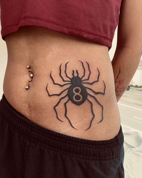 Stomach Spider Number 8 Manga Tattoo Design, Number 8 Tattoo, Phantom Troupe Tattoo, 8 Tattoo, Ab Tattoo, Hunter Tattoo, Stomach Tattoos Women, Belly Tattoos, Phantom Troupe