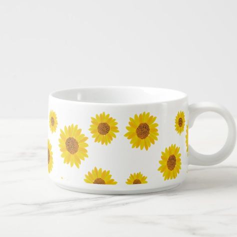 Sunflower Ceramic Bowl, Sunflower Home Decor, Photo On Mug, Cute Sunflower, Paper Bowls, Pinch Pots, Sunflower Painting, Diy Pottery, Sunflower Pattern