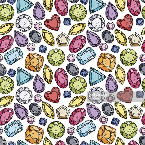 stock illustration : Seamless pattern of colorful jewels. Geology Activities, Jewel Drawing, Ideas Embroidery, Jewelry Illustration, Sketch Style, 자수 디자인, Journal Doodles, Free Vector Art, Free Illustrations