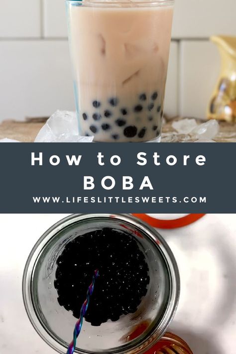 collage with text showing how to store boba How To Store Boba Pearls, Boba Tea Cafe Interior Design, Boba Recipes Tapioca Pearls, Tapioca Bubble Tea, Barista Recipe, How To Make Boba, Tapioca Boba, Boba Bar, Tapioca Recipes