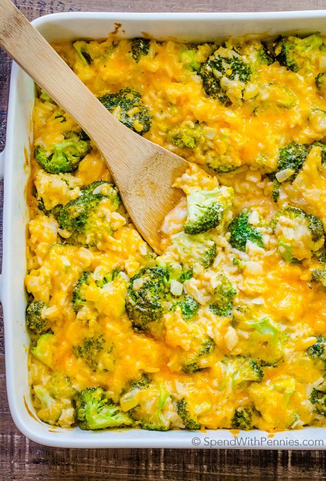 Broccoli and rice in a an easy cheesy homemade sauce! Perfect as a side or add in some chicken or ham for a simple dinner that the whole family will love! Chicken Broccoli Recipe, Chicken Broccoli Rice Cheese Casserole, Casserole Broccoli, Recipe Casserole, Broccoli Cheese Casserole, Chicken Broccoli Rice, Broccoli Rice Casserole, Broccoli Recipe, Broccoli Rice