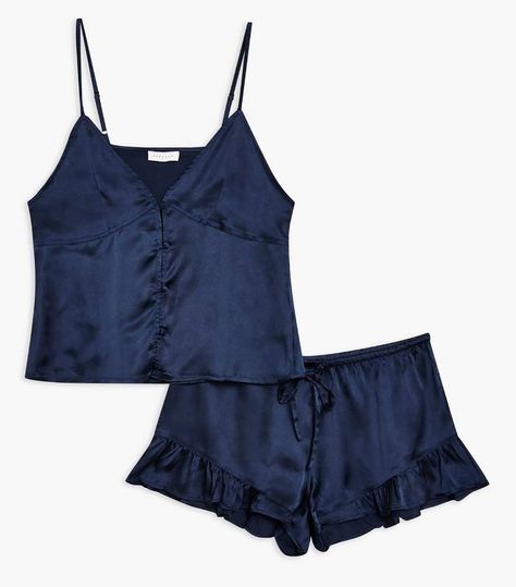 Topshop Satin Cami And Frill Short Pyjama Set Pijamas Women, Affordable Lingerie, Cute Pajama Sets, Satin Cami, Cute Pajamas, Satin Pyjama Set, Lingerie Outfits, Pretty Lingerie, Satin Pajamas