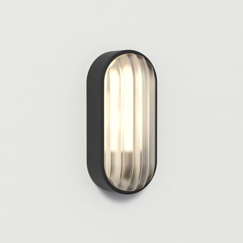 Astro Lighting | Montreal Oval Bulkhead Wall Light, Astro Lighting, Bulkhead Light, Exterior Wall Light, Direct Lighting, Ribbed Glass, Glass Diffuser, Black Lamps, Wall Light Fixtures