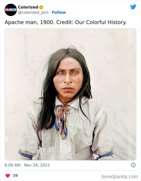 40 Stunning Colorized Historical Photos That Offer A New Perspective On History, As Shared On This Twitter Page Colorized History, Colorized Historical Photos, Native American Wisdom, Native American Men, American Photo, Colorized Photos, Native American Photos, Indigenous Americans, Native American Peoples