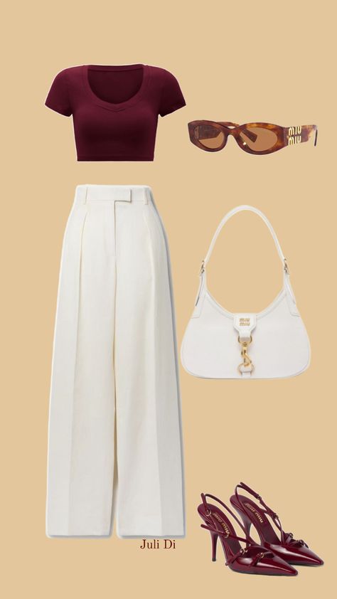 Outfit Inspo Elegant, White Outfit Inspiration, Red And White Outfit, Business Casual Outfit, White Outfit, Elegant Outfit, Casual Outfit, Business Casual, Red And White