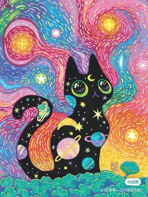 Gouache Art Wallpaper, Lisa Frank Canvas Painting, Rainbow Cat Painting, Markers On Canvas Ideas, Live Painting Ideas, Moth Painting Ideas, Cute Art Ideas Painting, Paint Marker Paintings, Tumbler Drawing Ideas