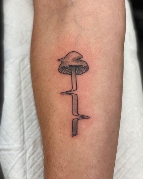 Mushroom Guerrilla on Instagram: “More #TattooTuesday! 💙 If you like mushrooms that glow under UV light, you're going to love... mushroom tattoos that glow under UV light!!…” Happy Mushroom Tattoo, Mushroom Forearm Tattoo, Mushroom Patch Tattoo, Mushroom Tattoo Men, Magic Mushroom Tattoo, Shroom Tattoo, Small Mushroom Tattoo, Tattoo Mushroom, Mushrooms Tattoo