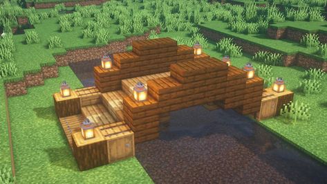 Minecraft Bridge Easy Minecraft Bridge Ideas, Small Bridges Minecraft, Tiny Bridge Minecraft, Minecraft Bridge Ideas Simple, Minecraft Mini Bridge, Simple Minecraft Bridge, Small Bridge Minecraft Design, Minecraft Wooden Bridge, Wood Bridge Minecraft