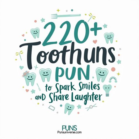 Get ready to grin and bear it with our collection of **220+ tooth puns**! 🦷 Whether you're looking to brush up on your humor or just want to drill down into some laugh-out-loud moments, these puns are sure to fill your day with smiles! Perfect for dentists, pun lovers, and anyone who wants a good laugh. #puns #funny #humor #toothbrush #smile #laughter #jokes #dadjokes #comedy #sharethepun Tooth Jokes, Teeth Jokes, Dentist Puns, Orthodontic Humor, Dental Puns, Grin And Bear It, Dental Assistant Study, Puns Funny, Dentist Humor