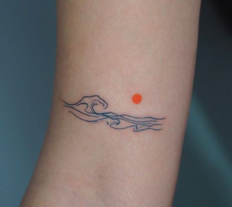 Minimalist Water Tattoo, Water Tattoo Ideas Ocean, Padayon Tattoo, Tattoo On Scar, Ripple Tattoo, Sea Tattoo Ideas, Water Tattoos, Tattoo Scar, Be Still Tattoo