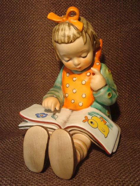 10 Most Valuable Hummel Figurines: Value and Price Guide Hummel Figurines Vintage, Goebel Figurines, Hummel Figurines Antiques, Figurine Collection, Goebel Hummel, Craft Logo, Hummel Figurines, Boys Playing, Book Worm