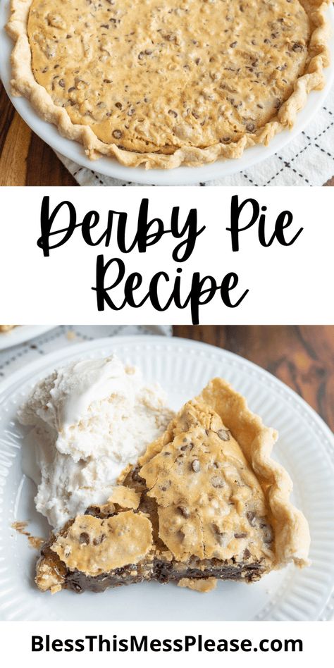 Derby Pie Derby Pie Bars, Derby Pie Recipe, Fancy Pie Crust, Derby Recipe, Kentucky Derby Pie, Derby Pie, Homemade Pastries, Flaky Pie Crust, Popular Desserts