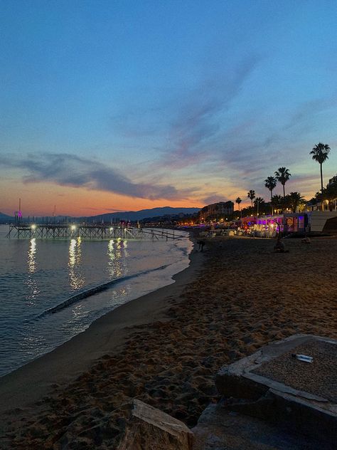 Cannes Aesthetic Beach, French Night Aesthetic, South France Beach, Canne Aesthetic, Cannes France Beach, Cannes Italy, Summer Vibes Night, French Summer Aesthetic, Envy Aesthetic