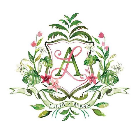 Arabella June Lake Recipes, Couple Getting Married, Crest Monogram, Watercolor Monogram, Wedding Crest, Family Crests, Gorgeous Couple, Wedding Logos, Monogram Wedding