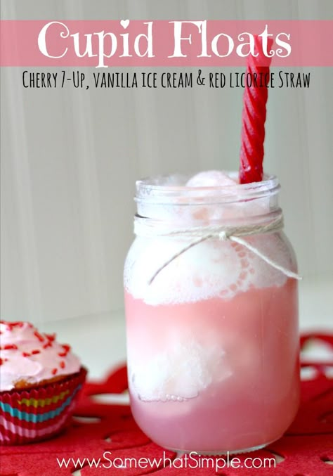 Cupid Floats 1 Cupid Floats, Dessert Saint Valentin, Soda Drinks Recipes, Family Fun Dinner, Valentine Dinner, Valentines Day Food, Valentine's Day Recipes, Valentines Day Treats, My Funny Valentine