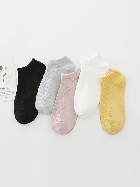 5Pairs Solid Rhombus Invisible Socks Set  MULTI-A #Ad , #Affiliate, #Rhombus, #Solid, #Pairs, #Invisible, #MULTI Small Socks, Cotton Candy Colors, Ankle Socks Women, Invisible Socks, Black Socks, Sock Patterns, Tube Socks, Kids Socks, Fashion Socks