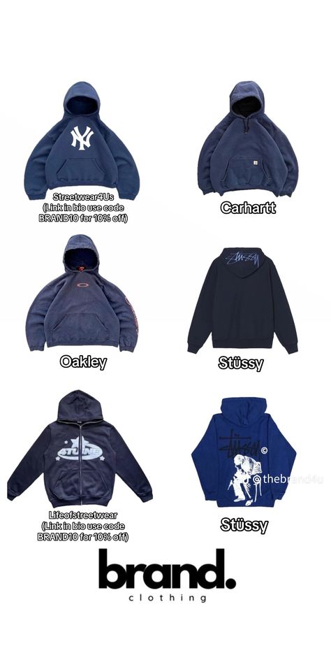 Navy Blue Streetwear Outfit, Navy Blue Crewneck Outfit, Blue Streetwear Outfit, Hoodie Wishlist, Blue Hoodie Outfit, Summer Swag Outfits, Stussy Hoodie, Cream Hoodie, Baggy Clothes