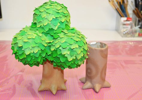 Small Animal Crossing Cherry Blossom Tree With Air Dry Clay Animal Crossing Tree Diy, Animal Crossing Diorama, Diy Animal Crossing Crafts, Animal Crossing Clay Ideas, Animal Crossing Party Ideas, Acnh Crafts, Clay Animal Crossing, Animal Crossing Tree, Animal Crossing Crafts