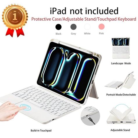 [Black Friday Gift] Multi-Touch Detachable iPad Keyboard Case used as iPad accessories, 1 Set keyboard case with 7 color backlit, Accessories Tablet Ipad Keyboard Case, Ipad Pro 3, Keyboard With Touchpad, Ipad Ios, Tiktok Shop, Ipad Accessories, Keyboard Case, Ipad Keyboard, Apple Ipad