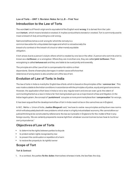 Law of torts notes | PDF Law Notes, Revision Notes, Common Law, Latin Words, English Words, First Year, For Free, The Unit, Quick Saves