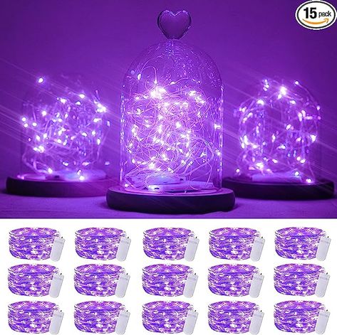 Diy Table Centerpieces Wedding, Purple Wedding Reception Decorations, Diy Table Centerpieces, Led Purple, Purple Wedding Reception, Table Centerpieces Wedding, Lavender Decor, Starry String Lights, Christmas Party Decor