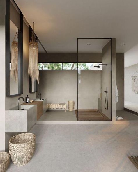 Drømme Bad, Japandi Interior Design, Japandi Interior, Big Bathroom, Interior Design Guide, Minimalist Bathroom, House Architecture Design, Bath Tub, House Bathroom