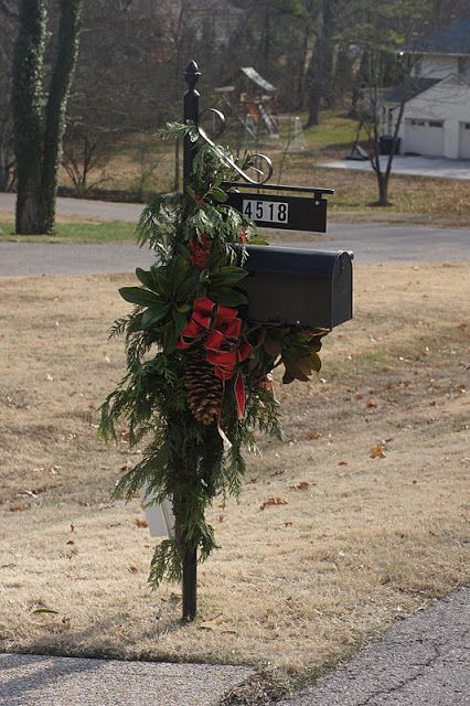 Here is a little taste of mailboxes that we have decorated for Christmas this year. Mailboxes Ideas, Christmas Mailbox Swag, Christmas Mailbox Decorations, Mailbox Swag, Christmas Mailbox, Outdoor Christmas Planters, Pinterest Christmas, Mailbox Decor, 2014 Christmas