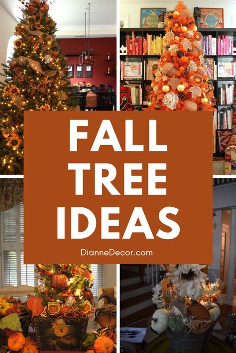 Fall decorating is in full swing and the new season brings fresh ideas for how to decorate your home. One of those ideas is a fall tree.    #harvesttree #fallharvesttree #falltree #falldecor #falldecoratingideas #homedecorating November Tree Decorations, Autumn Christmas Tree Decorating Ideas, Diy Thanksgiving Tree, Thanks Giving Tree Ideas, Fall Tree Indoor, Christmas Tree With Fall Decorations, Fall Decor Tree Ideas, Harvest Christmas Tree Ideas, Halloween Tree Ideas Indoor