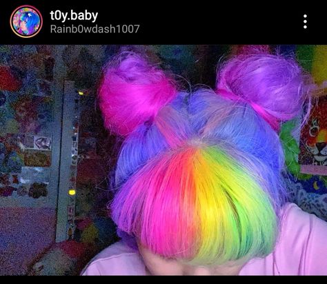 Rainbow Pink Hair, Pink And Rainbow Hair, Rainbow Bangs, Purple Pink Hair, Dyed Hair Inspiration, Pretty Hair Color, Bright Hair, Colored Hair, Dye My Hair