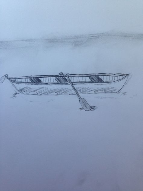 My drawing of a canoe How To Draw A Canoe, Canoe Sketch, Canoe Drawing, Creative Drawings, Wooden Canoe, Black Birds, Water Drawing, Tutorials Drawing, Pinterest Diy Crafts