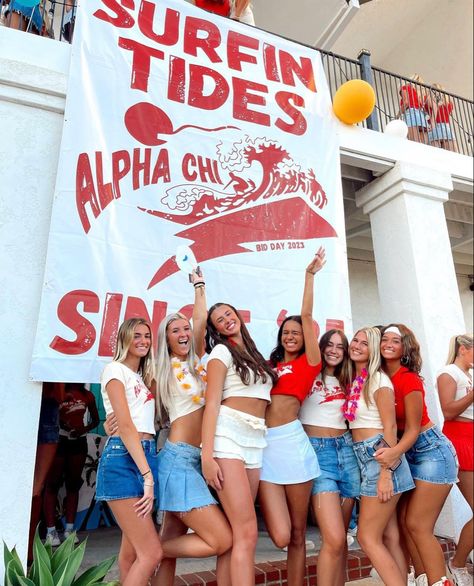 Bid Day Aesthetic, Spirit Week Ideas Sorority, Big Little Banner Sorority, Spirit Week Themes Sorority, Sorority Recruitment Ideas, Work Week Themes Sorority, Unique Bid Day Themes, U Of Arizona, Chi Omega Recruitment