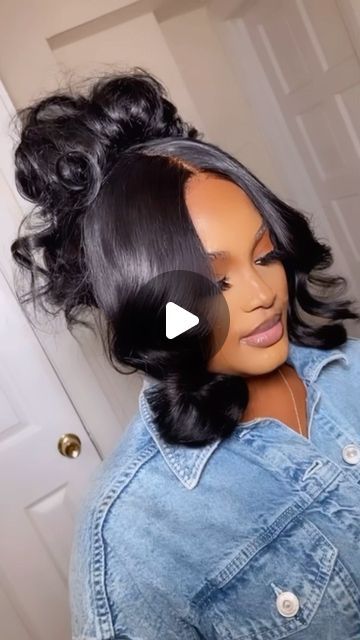 @dmicheleco on Instagram: "Closure qw with pin up. so teaaaa 😍😫" Pinups Hairstyles For Black Women, Pin Up Wig Hairstyles, Curly Pin Up Hairstyles Black Women, Pin Ups Hairstyles For Black Women, Pin Up Styles For Black Women, 90s Inspired Hairstyles Black Women, Pin Up Hairstyles For Black Women, Pin Curls For Black Women, Birthday Hairstyles For Black Women