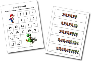 Super Mario Bros. Preschool Math Super Mario Learning Activities, Mario Games For Kids, Mario Classroom, Super Mario Free, Cardboard Figures, Diy Homeschool, Mario Wii, Super Mario Brothers Birthday, Mario Crafts