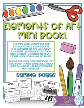 This mini book is perfect for introducing or reinforcing the Elements of Art with your students, young and old! Each page is easy to understand with simple black and white graphics. I use this mini book in my own classroom and my students love them. We keep the mini books with our sketchbooks and refer back to them when we look at a famous piece of art, or critique our own art. The whole book can be printed on one page- front and back. I know your students will enjoy making this mini book! I kno Reptile Art, Art Club Projects, Art Rubric, The Elements Of Art, Third Grade Art, Elementary Art Classroom, Black And White Graphics, Famous Art Pieces, Art Classroom Management