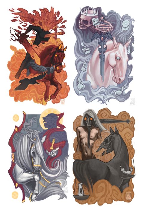 Four Horsemen Of The Apocalypse Tattoo, Sculpt Ideas, Apocalypse Tattoo, Four Horsemen Of The Apocalypse, Revelation Tattoo, Four Horseman, Apocalypse Character, The Four Horsemen, Halloween Character