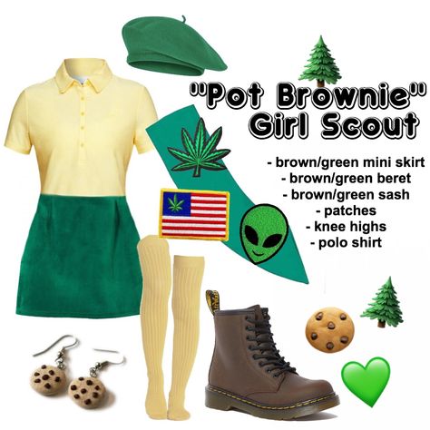 Brownie Scout Costume, Pot Brownie Costume, Pot Brownie Halloween Costume, Girl Scout Costume Women, Halloween Costumes Women Work Appropriate, Girl Scouts Costume, Girl Scout Halloween Costume, Girl Scout Costume, Work Appropriate Halloween Costumes