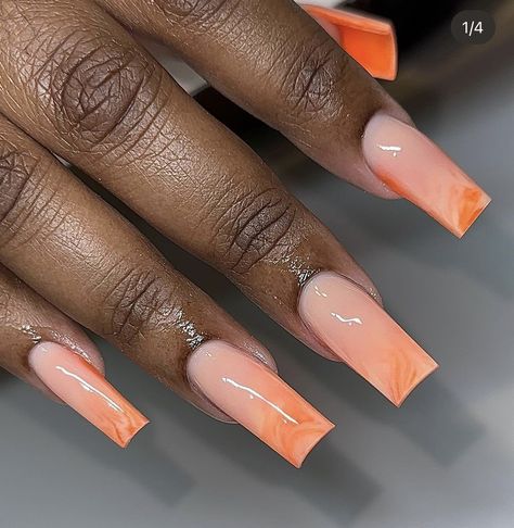 Jamaica Nails, Orange Acrylic Nails, Nail Polish Colors Summer, Holiday Acrylic Nails, Aqua Nails, Marble Nail Designs, Summer Nail Designs, New Nail Designs, Ombre Nail Designs