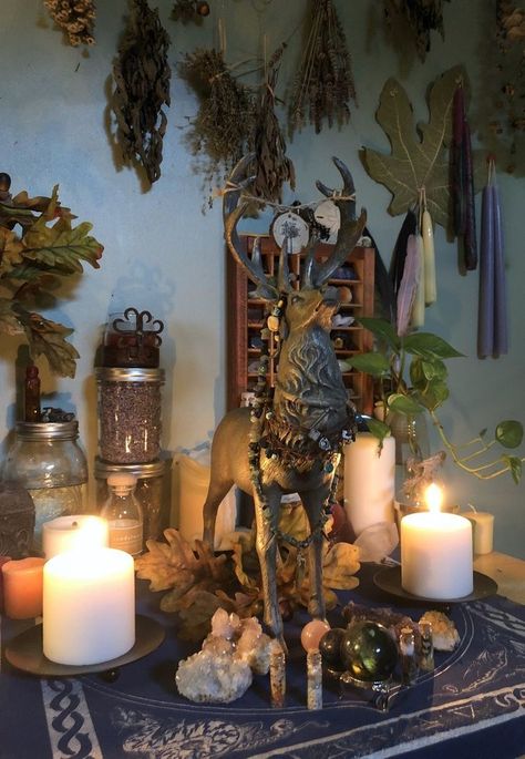 Forest Altar, Sacred Space Altar, Wicca Spells, Spiritual Altar, Spells Love, Witchy Room, Witchcraft Altar, Altar Design, Witch Room