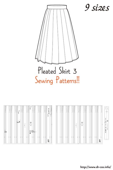 Pleated Maxi Skirt Sewing Pattern, Pleated A Line Skirt Pattern, Long Pleated Skirt Pattern, How To Make A Pleated Skirt, Pleats Skirt Pattern, Pleated Skirt Patterns Sewing, Pleated Skirt Pattern Free, Pleat Skirt Pattern, Skirt Design Pattern