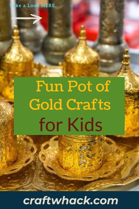 No matter what holiday you’re celebrating, or even if you’re just in the mood for a little shine in your crafting projects, Craft Whack has pulled together this post filled with fun pot of gold crafts for kids. Keep the little ones busy and entertained while they make a Pot of Gold from a glass jar, a paper pot of gold made from card stock, and a felt pot of gold. These fun activities use a minimum of supplies. Let’s get gold-crafting here. #PotOfGoldCrafts #KidsCrafts #ArtsAndCrafts #Crafts Gold Crafts For Kids, Felt Pot, The Leprechaun, Paper Pot, Doodle Art Journals, Vbs Crafts, Art Resources, Diy Pots, Repurposed Items