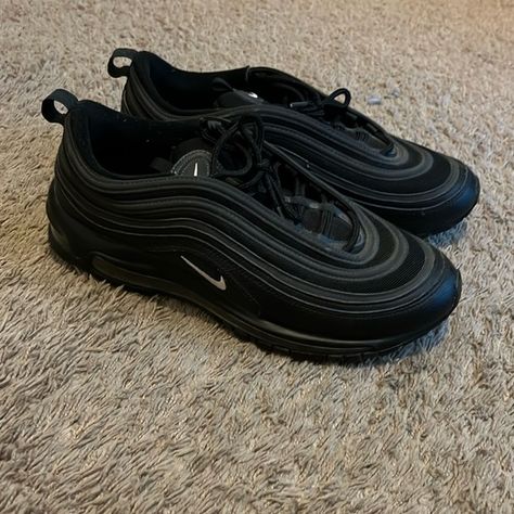 Nike Air Max 97’s Triple Black Nike 97, Air Max 97s, Triple Black, Nike Air Max 97, Me Too Shoes, Air Max, Nike Air Max, Nike Air, Street Wear