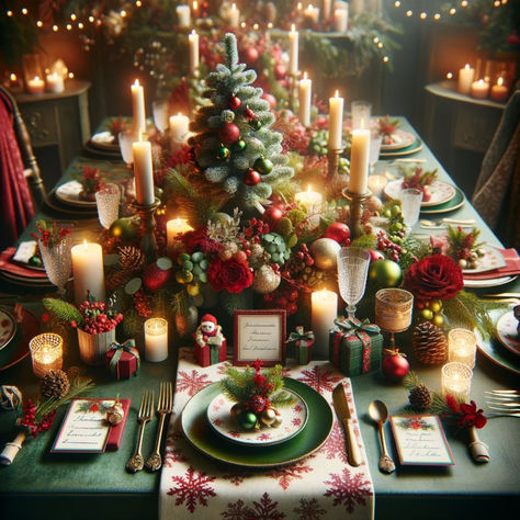 Christmas Table Decor Ideas Red And Green Christmas Table Setting, Christmas Table Red And Green, Christmas Decorations Red And Green, Red And Green Christmas Table Decor, Red And White Christmas Table, White Christmas Table Decor, White Christmas Table Setting, Red And Green Christmas Table, Red And Green Christmas Decor