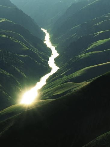 size: 24x18in Photographic Print: Sunlight reflects off the river, Salmon River, Idaho, USA by Charles Gurche : River Clean Up, River From Above, River Reference, October Sketches, Sea Stones, River Flowing, Salmon River, Surf And Turf, Ocean Park