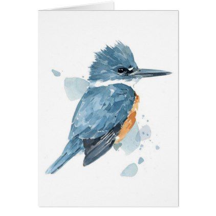 Kingfisher Watercolor, Kingfisher Painting, Kingfisher Art, Belted Kingfisher, Beginning Watercolor, Bird Watercolor Paintings, Bird Painting, Bird Art Print, Painting Wall Art