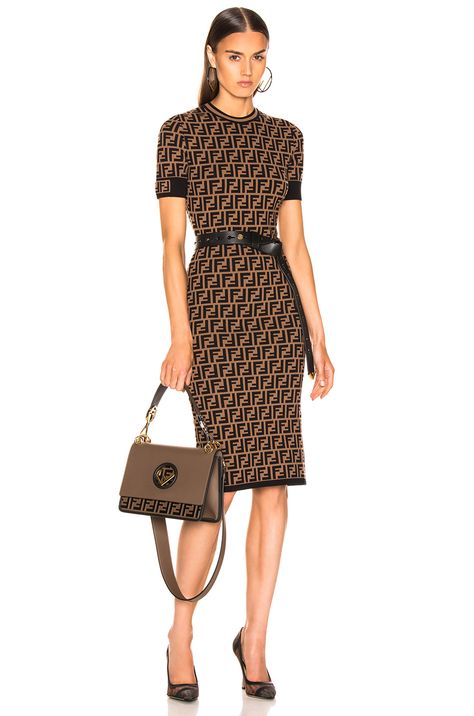 Fendi Knit Dress in Tobacco | FWRD Fendi Outfits Women, Fendi Outfits, Fendi Outfit, Haute Couture Style, Yeezy Fashion, Fendi Clothing, Fendi Dress, Top Fashion Designers, Corporate Fashion