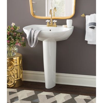 Clean, classic style, part of the Wyeth collection of products. For use with the Two-Way Diverter Valve. | TOTO Prominence Vitreous China 26" Pedestal Bathroom Sink w/ Overflow, Size 35.25 H x 26.0 W x 21.5 D in | Wayfair Pedestal Sink Bathroom, Pedestal Bathroom Sink, Wall Mounted Bathroom Sinks, Rectangular Sink Bathroom, Contemporary Bathroom Sinks, Pedestal Sinks, Undermount Bathroom Sink, Plumbing Bathroom, Pedestal Sink