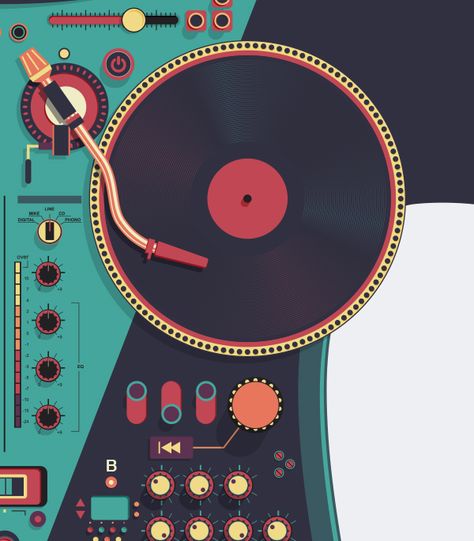 DJ Deer on Behance Dj Illustration, Dna Music, Dj Poster, Logo Dj, Dj Decks, Dj Table, Vinyl Room, Dj Art, Mixing Dj